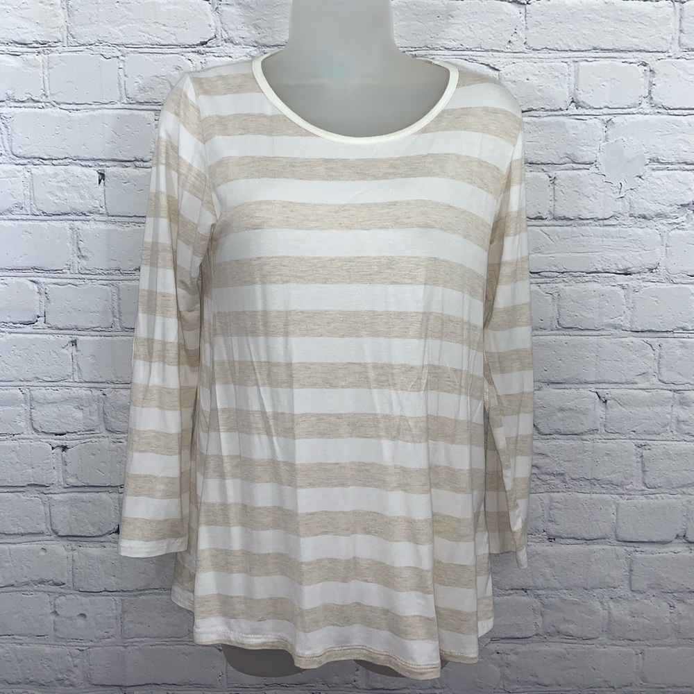 Chris & Carol Striped Elbow Patch Blouse Small